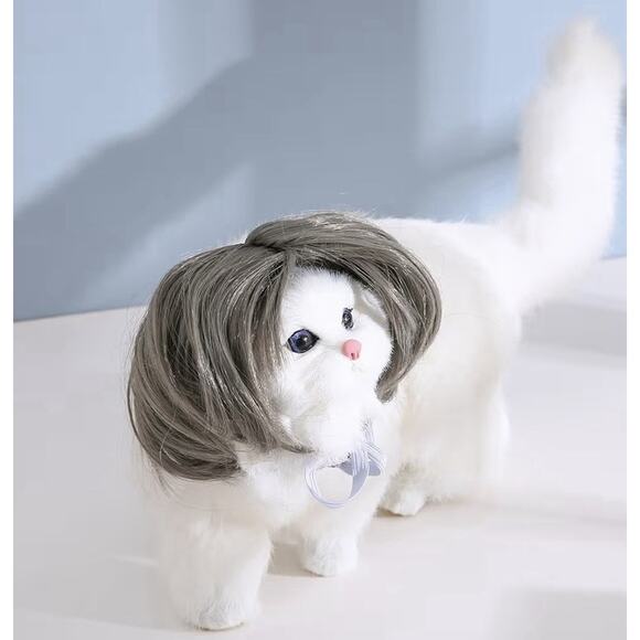 2 Pack TESSVEYA Pet Cosplay Wigs Dog Cat Costume Hairpieces Dark Grey New - Picture 2 of 6